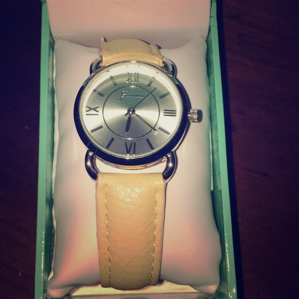 Beige & Silver Watch